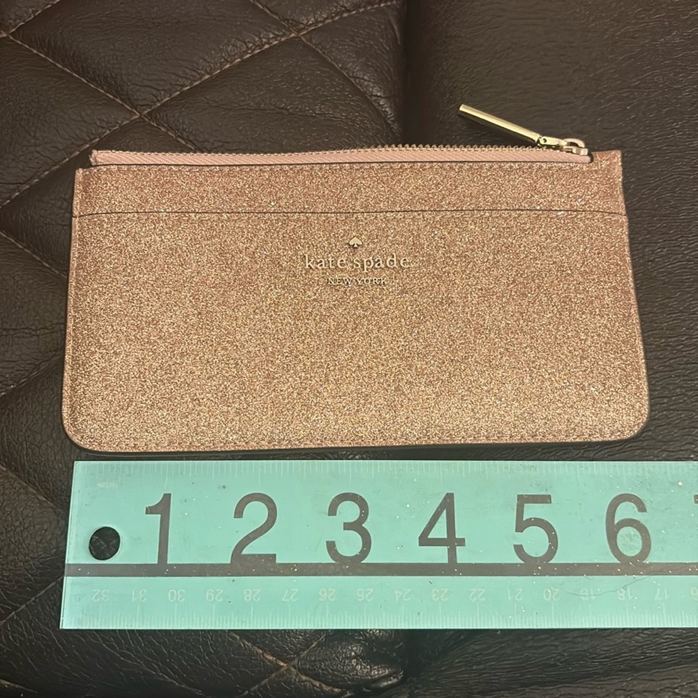 Tinsel glitter fabric boxed rose gold coin wallet and card slots